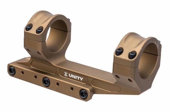 Unity Tactical REKE Scope Mount in FDE is made of aluminum